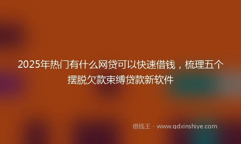 2025年热门有什么网贷可以快速借钱，梳理五个摆脱欠款束缚贷款新软件