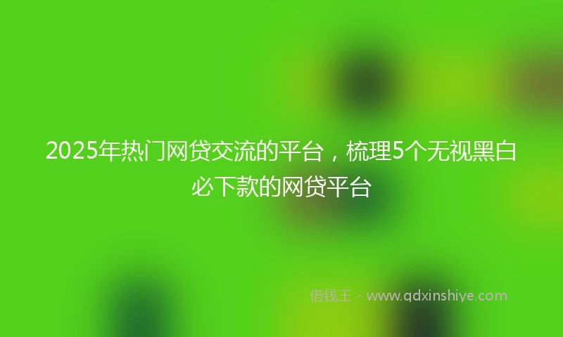 2025年热门网贷交流的平台，梳理5个无视黑白必下款的网贷平台