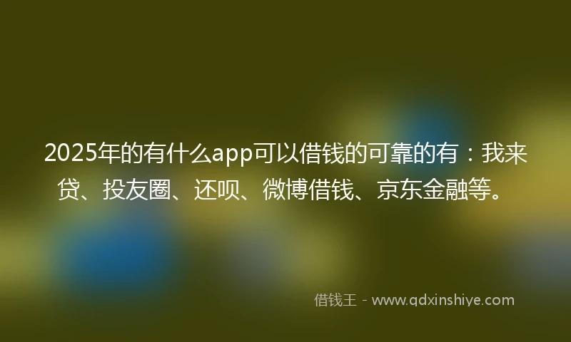 2025年的有什么app可以借钱的可靠的有：我来贷、投友圈、还呗、微博借钱、京东金融等。