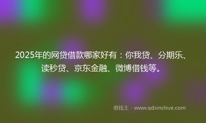 2025年的网贷借款哪家好有：你我贷、分期乐、读秒贷、京东金融、微博借钱等。