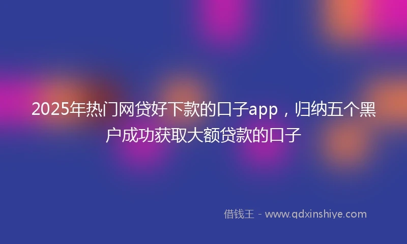 2025年热门网贷好下款的口子app，归纳五个黑户成功获取大额贷款的口子