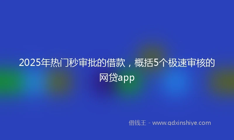 2025年热门秒审批的借款，概括5个极速审核的网贷app