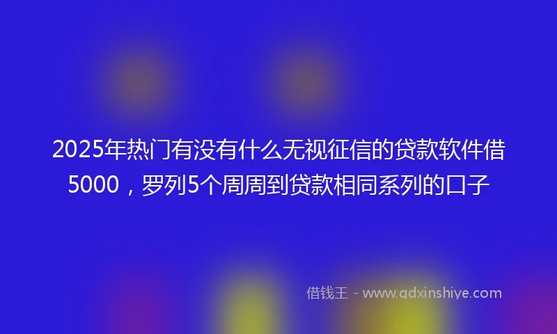 2025年热门有没有什么无视征信的贷款软件借5000，罗列5个周周到贷款相同系列的口子