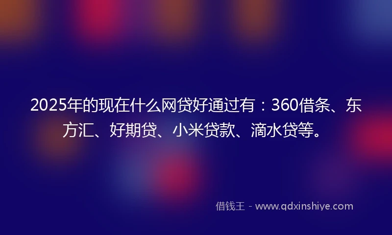 2025年的现在什么网贷好通过有：360借条、东方汇、好期贷、小米贷款、滴水贷等。