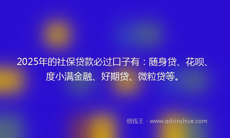 2025年的社保贷款必过口子有：随身贷、花呗、度小满金融、好期贷、微粒贷等。