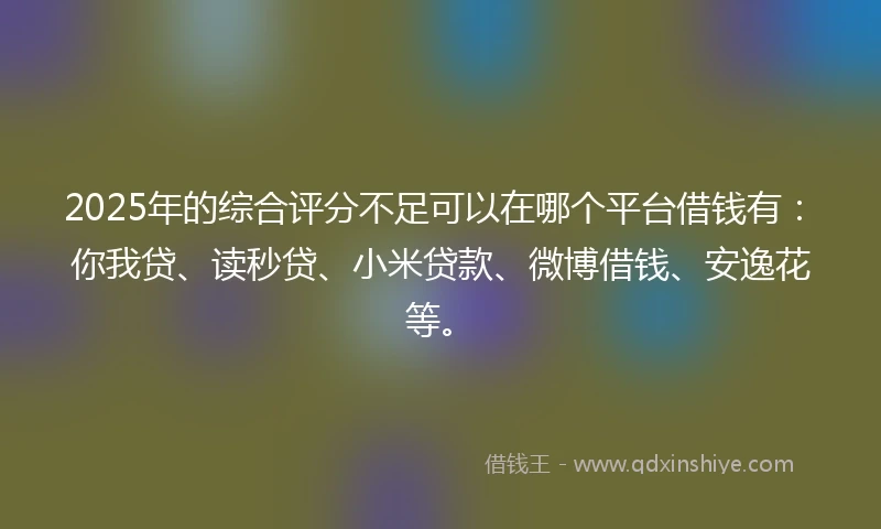 2025年的综合评分不足可以在哪个平台借钱有：你我贷、读秒贷、小米贷款、微博借钱、安逸花等。
