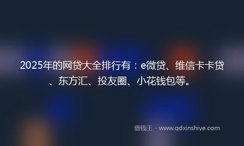 2025年的网贷大全排行有：e微贷、维信卡卡贷、东方汇、投友圈、小花钱包等。