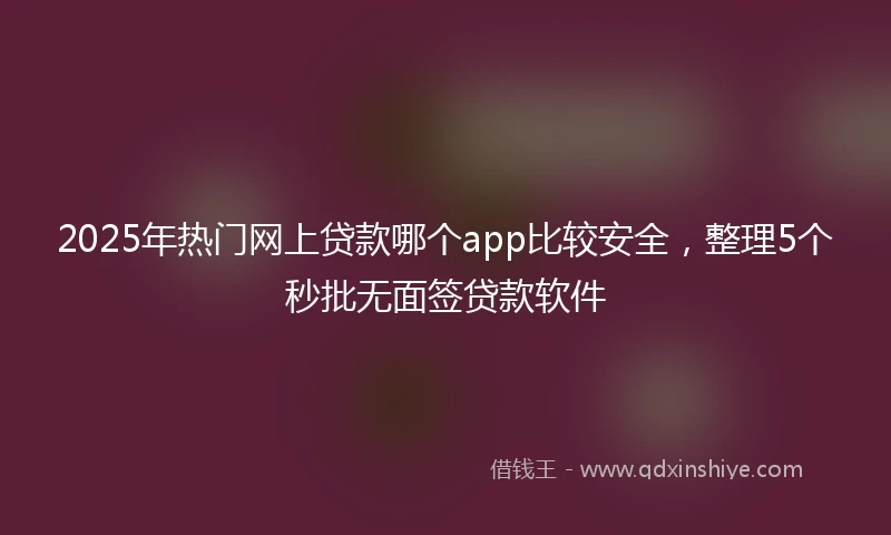 2025年热门网上贷款哪个app比较安全，整理5个秒批无面签贷款软件