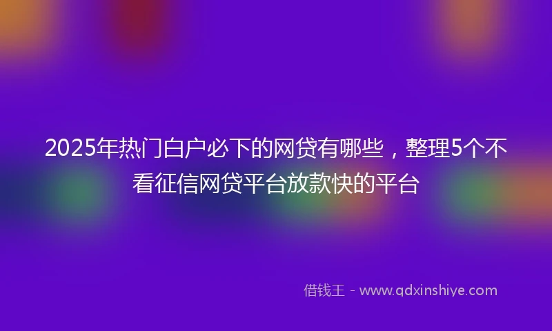 2025年热门白户必下的网贷有哪些，整理5个不看征信网贷平台放款快的平台