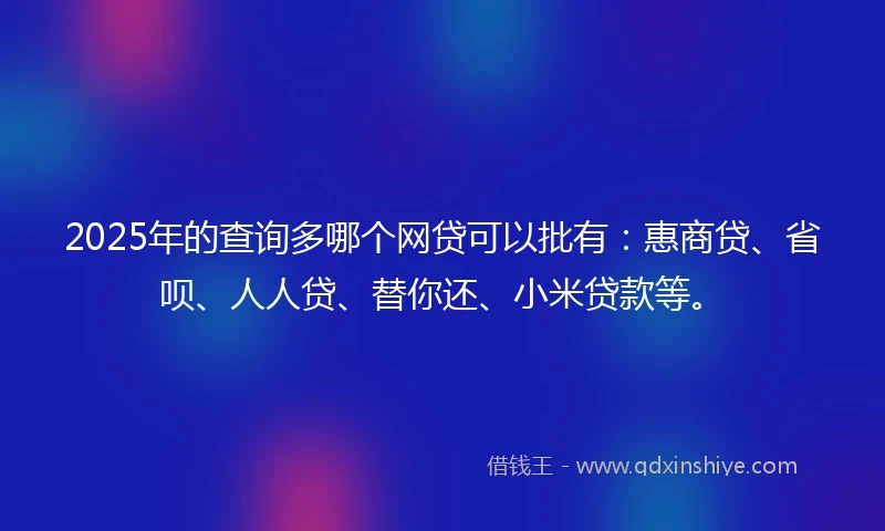 2025年的查询多哪个网贷可以批有：惠商贷、省呗、人人贷、替你还、小米贷款等。