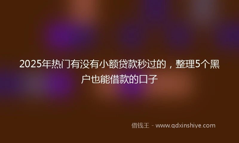2025年热门有没有小额贷款秒过的，整理5个黑户也能借款的口子