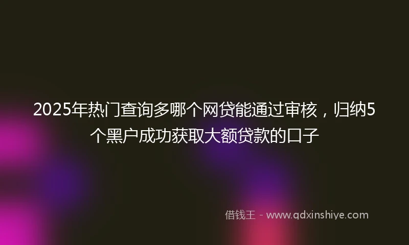 2025年热门查询多哪个网贷能通过审核，归纳5个黑户成功获取大额贷款的口子