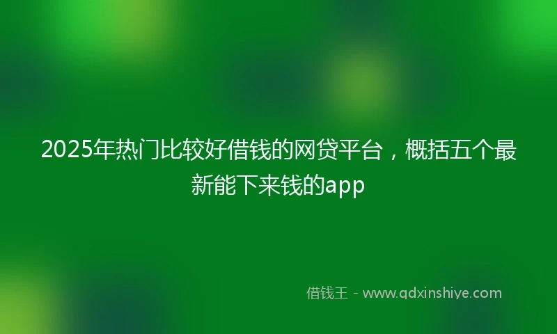 2025年热门比较好借钱的网贷平台，概括五个最新能下来钱的app