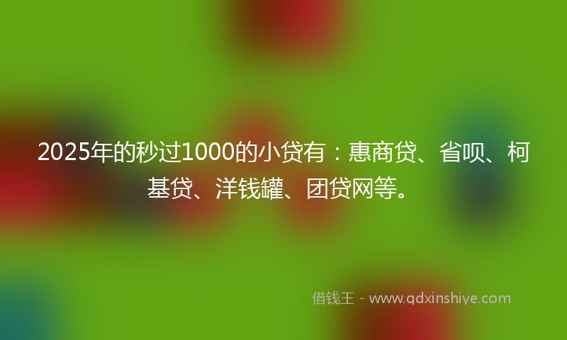 2025年的秒过1000的小贷有：惠商贷、省呗、柯基贷、洋钱罐、团贷网等。