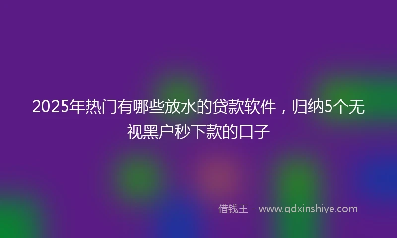 2025年热门有哪些放水的贷款软件，归纳5个无视黑户秒下款的口子
