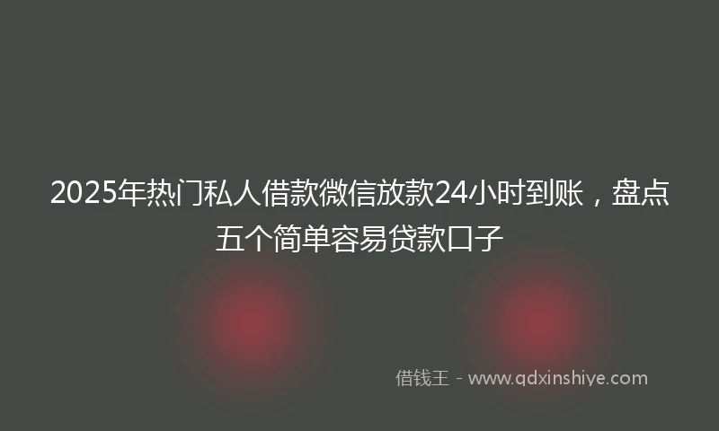 2025年热门私人借款微信放款24小时到账，盘点五个简单容易贷款口子