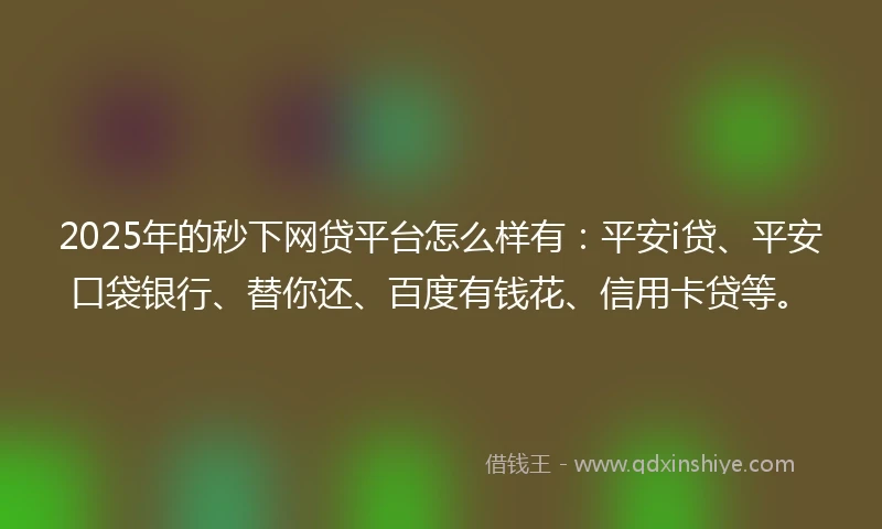 2025年的秒下网贷平台怎么样有：平安i贷、平安口袋银行、替你还、百度有钱花、信用卡贷等。
