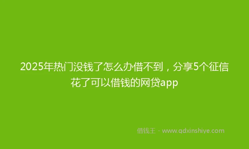 2025年热门没钱了怎么办借不到，分享5个征信花了可以借钱的网贷app