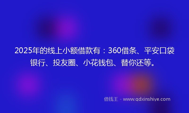 2025年的线上小额借款有：360借条、平安口袋银行、投友圈、小花钱包、替你还等。