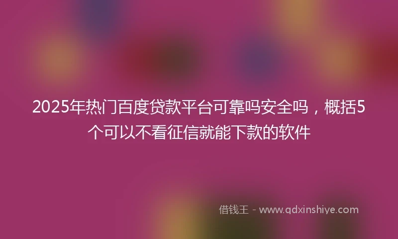 2025年热门百度贷款平台可靠吗安全吗，概括5个可以不看征信就能下款的软件