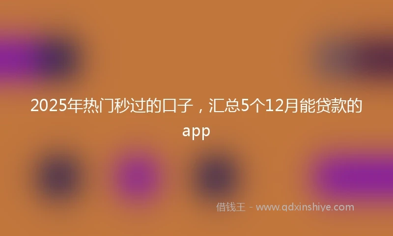 2025年热门秒过的口子，汇总5个12月能贷款的app