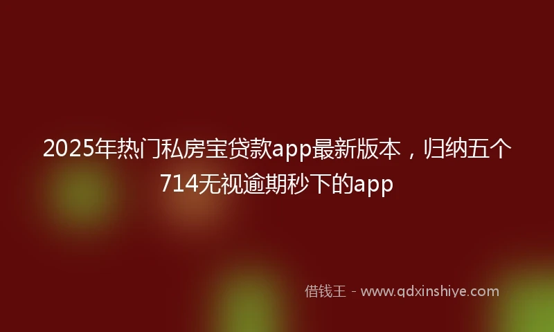 2025年热门私房宝贷款app最新版本，归纳五个714无视逾期秒下的app