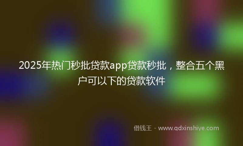 2025年热门秒批贷款app贷款秒批，整合五个黑户可以下的贷款软件
