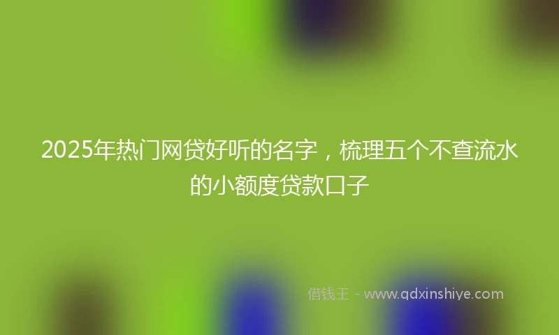 2025年热门网贷好听的名字，梳理五个不查流水的小额度贷款口子