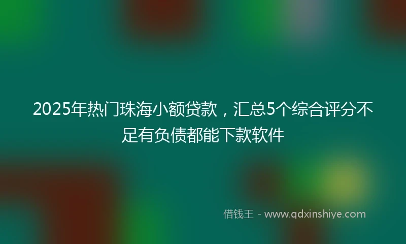 2025年热门珠海小额贷款，汇总5个综合评分不足有负债都能下款软件