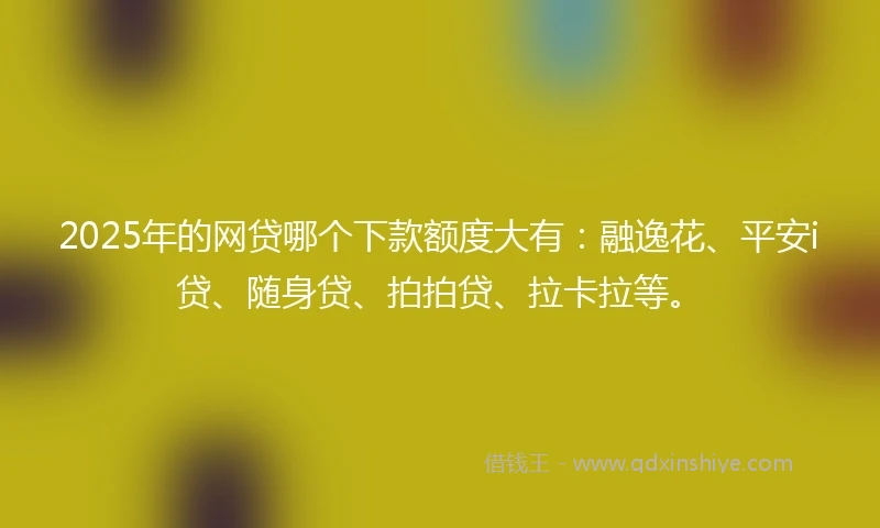 2025年的网贷哪个下款额度大有：融逸花、平安i贷、随身贷、拍拍贷、拉卡拉等。