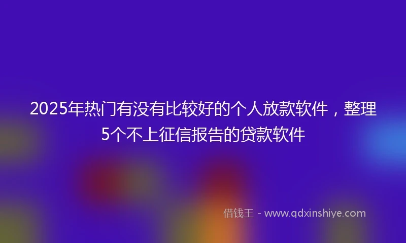 2025年热门有没有比较好的个人放款软件，整理5个不上征信报告的贷款软件