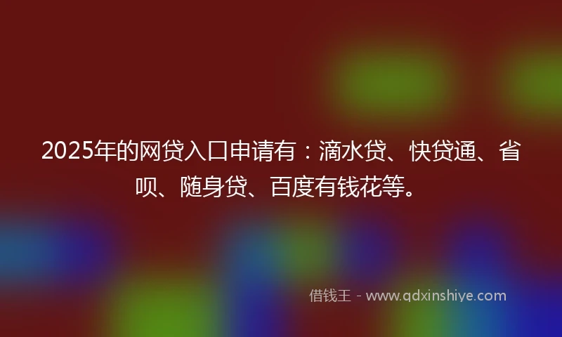 2025年的网贷入口申请有：滴水贷、快贷通、省呗、随身贷、百度有钱花等。