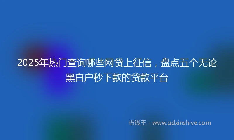 2025年热门查询哪些网贷上征信，盘点五个无论黑白户秒下款的贷款平台
