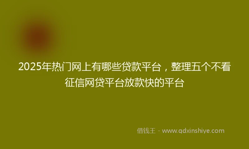 2025年热门网上有哪些贷款平台，整理五个不看征信网贷平台放款快的平台