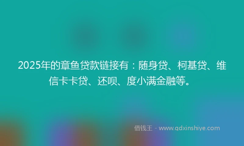 2025年的章鱼贷款链接有：随身贷、柯基贷、维信卡卡贷、还呗、度小满金融等。