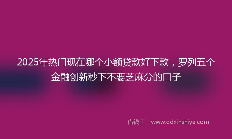2025年热门现在哪个小额贷款好下款，罗列五个金融创新秒下不要芝麻分的口子