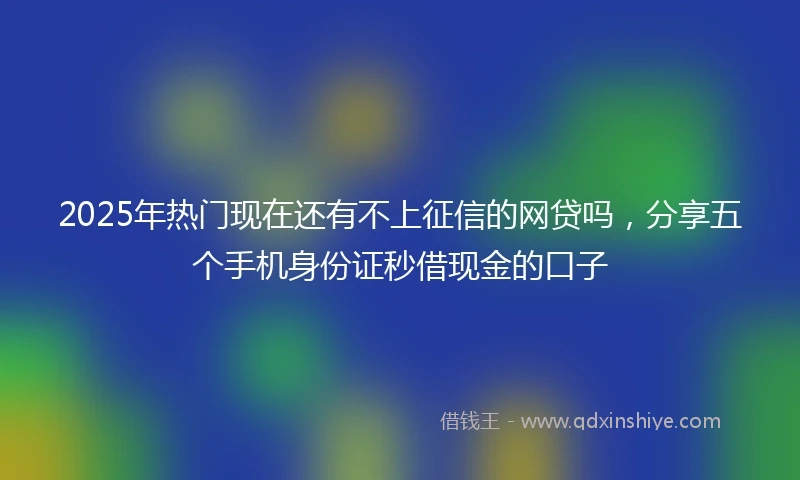 2025年热门现在还有不上征信的网贷吗，分享五个手机身份证秒借现金的口子