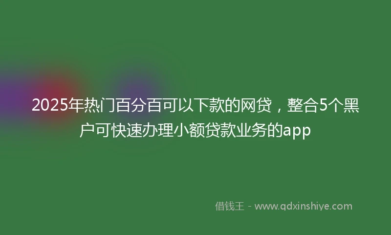 2025年热门百分百可以下款的网贷，整合5个黑户可快速办理小额贷款业务的app