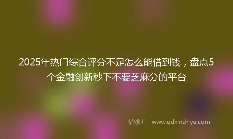 2025年热门综合评分不足怎么能借到钱，盘点5个金融创新秒下不要芝麻分的平台
