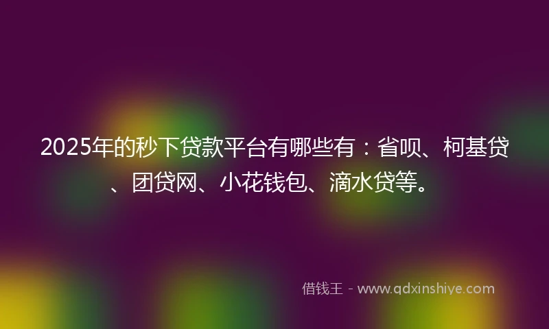 2025年的秒下贷款平台有哪些有：省呗、柯基贷、团贷网、小花钱包、滴水贷等。