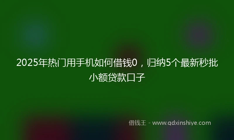 2025年热门用手机如何借钱0，归纳5个最新秒批小额贷款口子