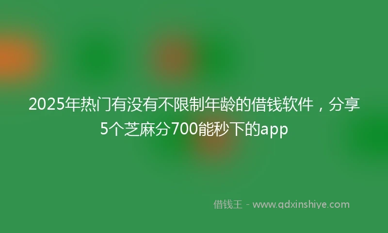 2025年热门有没有不限制年龄的借钱软件，分享5个芝麻分700能秒下的app