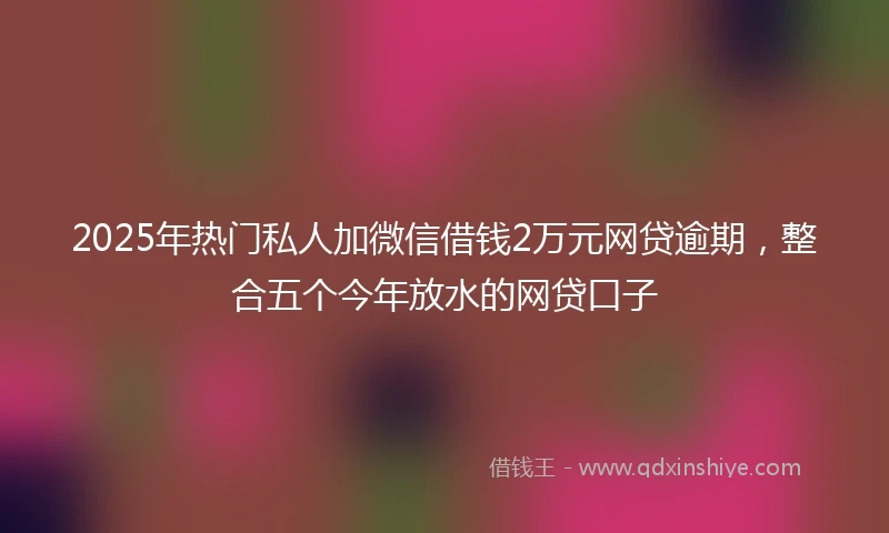 2025年热门私人加微信借钱2万元网贷逾期，整合五个今年放水的网贷口子