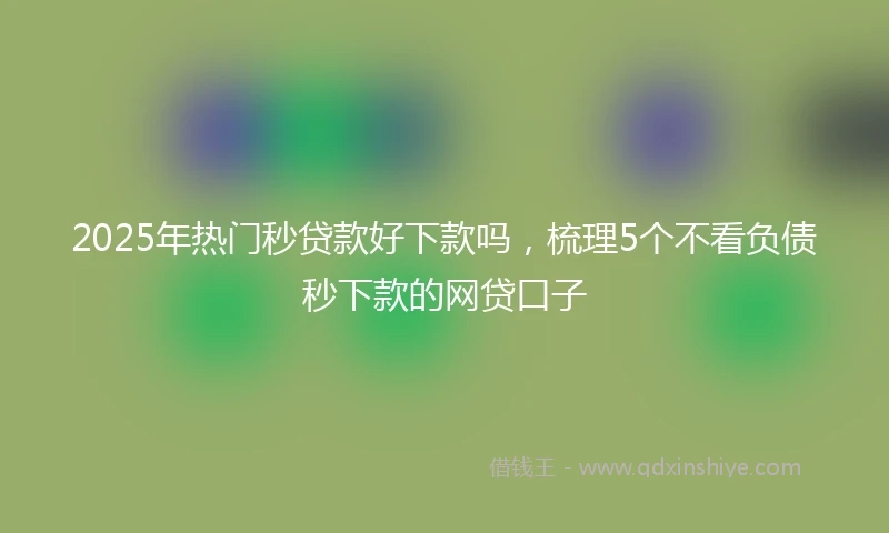 2025年热门秒贷款好下款吗，梳理5个不看负债秒下款的网贷口子