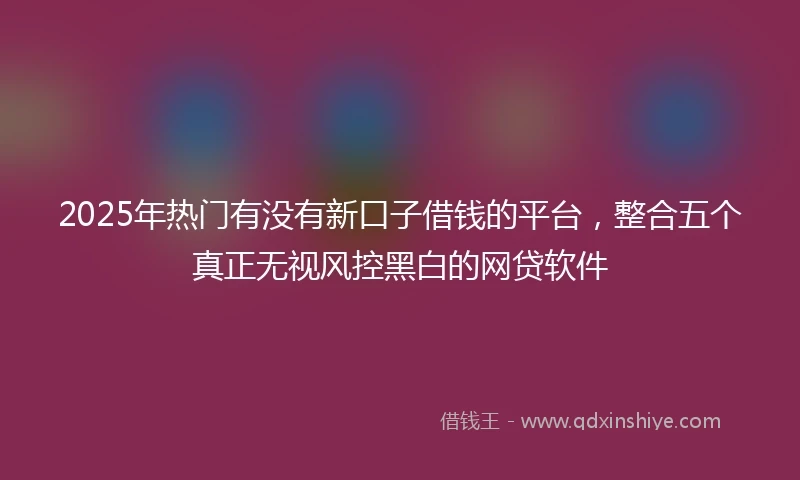 2025年热门有没有新口子借钱的平台，整合五个真正无视风控黑白的网贷软件