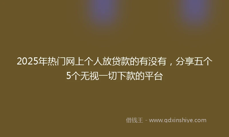 2025年热门网上个人放贷款的有没有，分享五个5个无视一切下款的平台