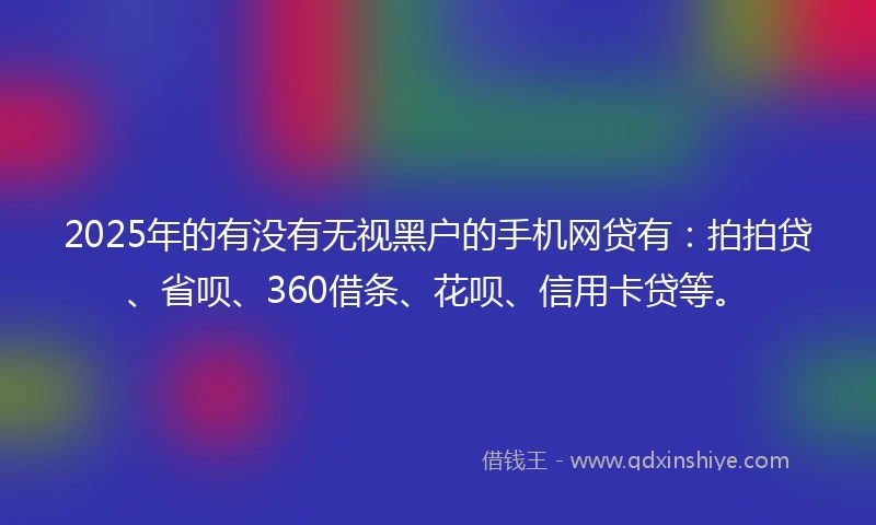 2025年的有没有无视黑户的手机网贷有：拍拍贷、省呗、360借条、花呗、信用卡贷等。