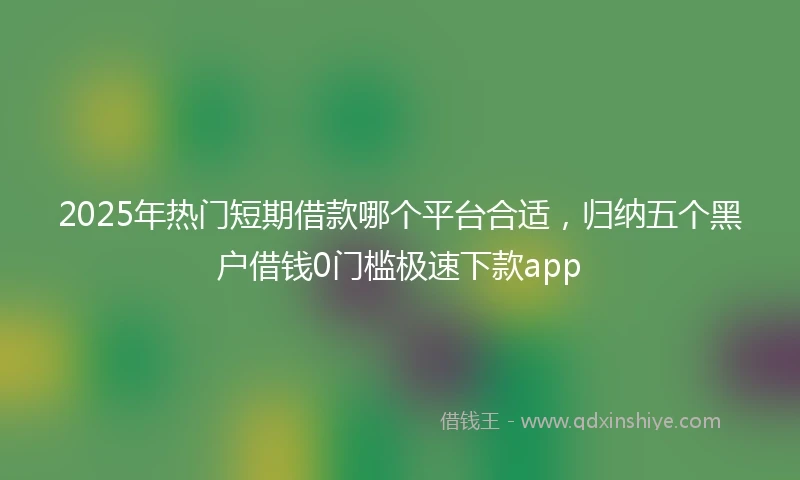 2025年热门短期借款哪个平台合适，归纳五个黑户借钱0门槛极速下款app