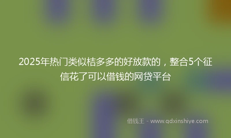 2025年热门类似桔多多的好放款的，整合5个征信花了可以借钱的网贷平台