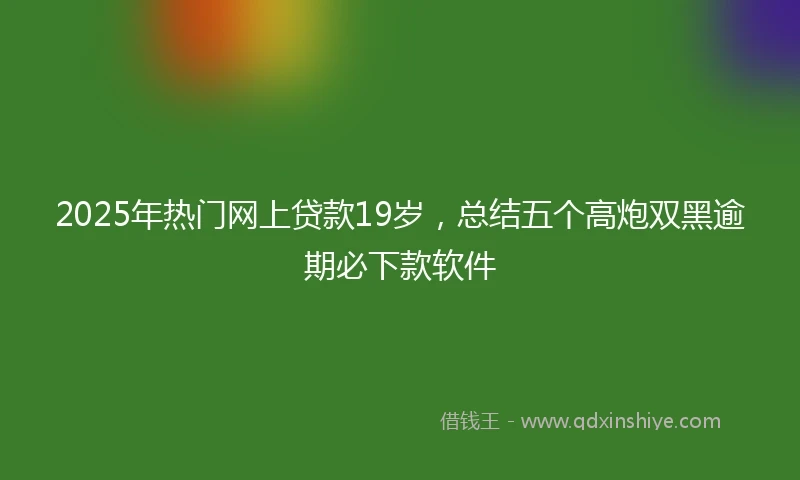 2025年热门网上贷款19岁，总结五个高炮双黑逾期必下款软件